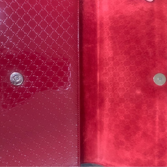 GUCCI Patent Leather Microguccissima Broadway Clutch Red - Picture 12 of 14